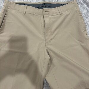 Grand Slam Men's Beige Flat Front Shorts
